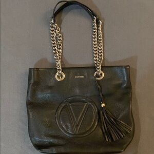 Valentino Black Leather Tote Bag